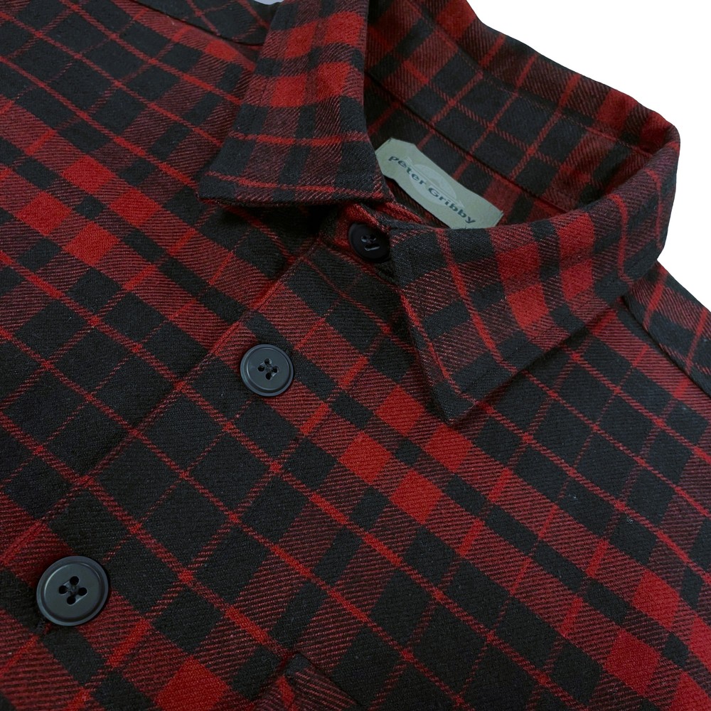 Cotton Long Sleeved Check Shacket Indigo
