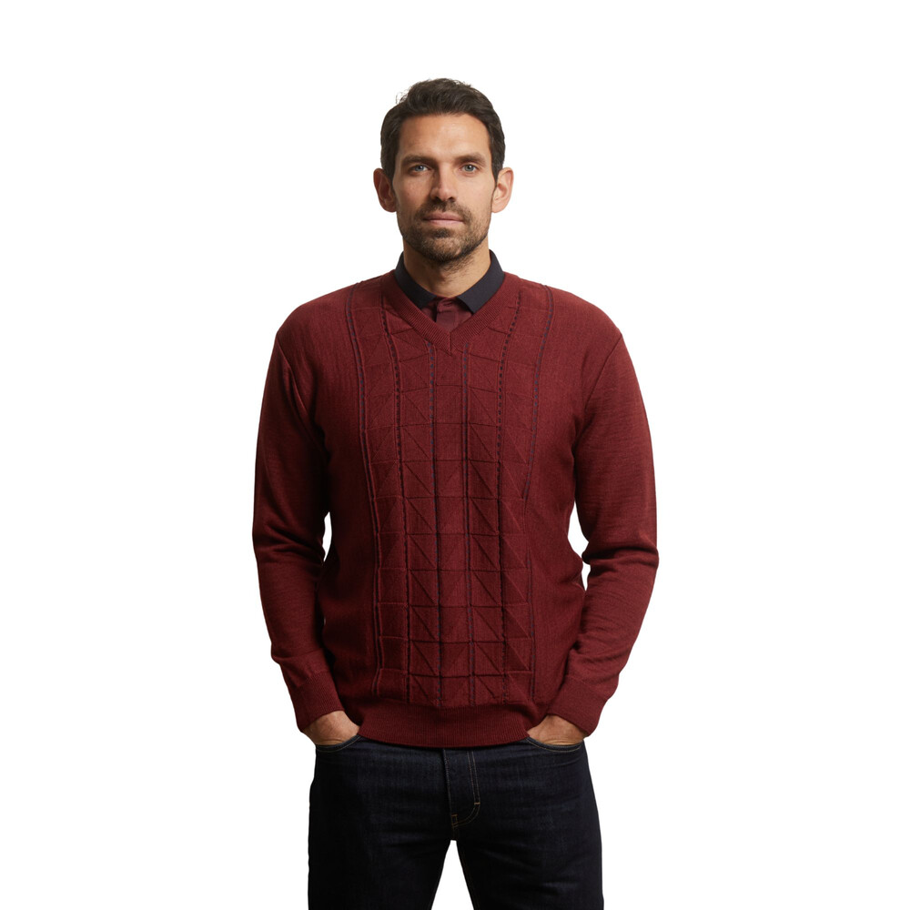 Gabicci V-Neck Geometric Panel Jumper Mulberry