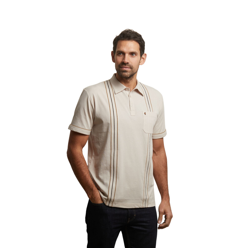 Gabicci Vertical Stripe Polo Shirt Linen
