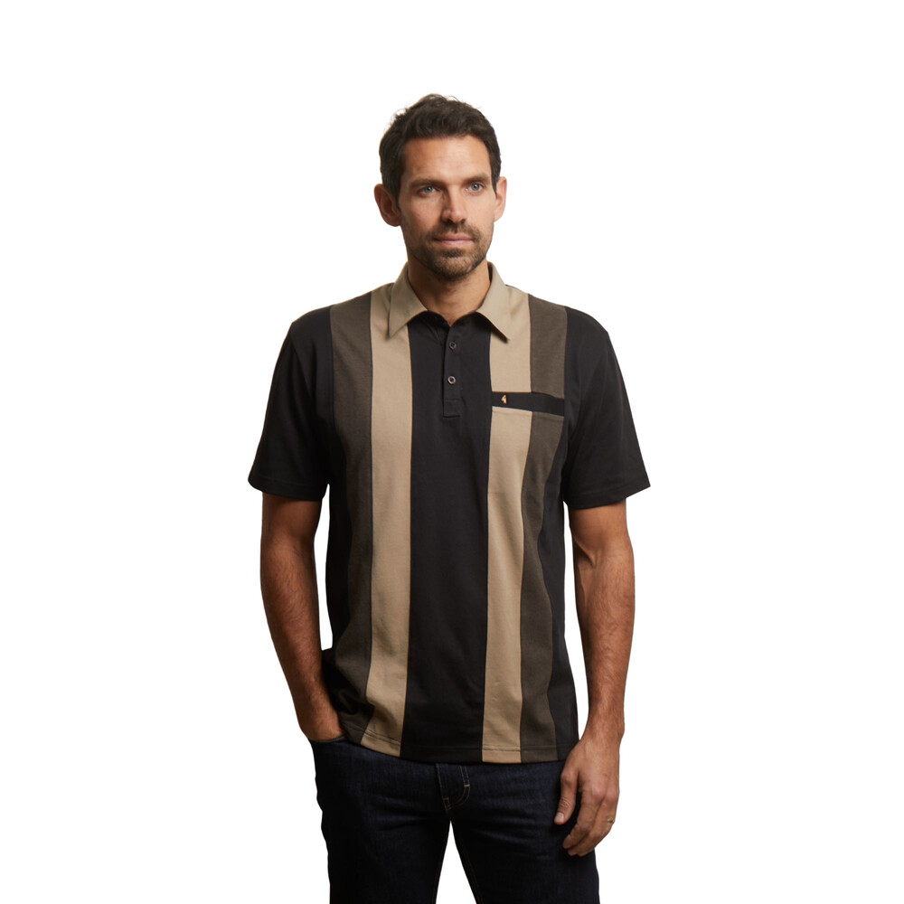Gabicci Vertical Panel Polo Shirt Black