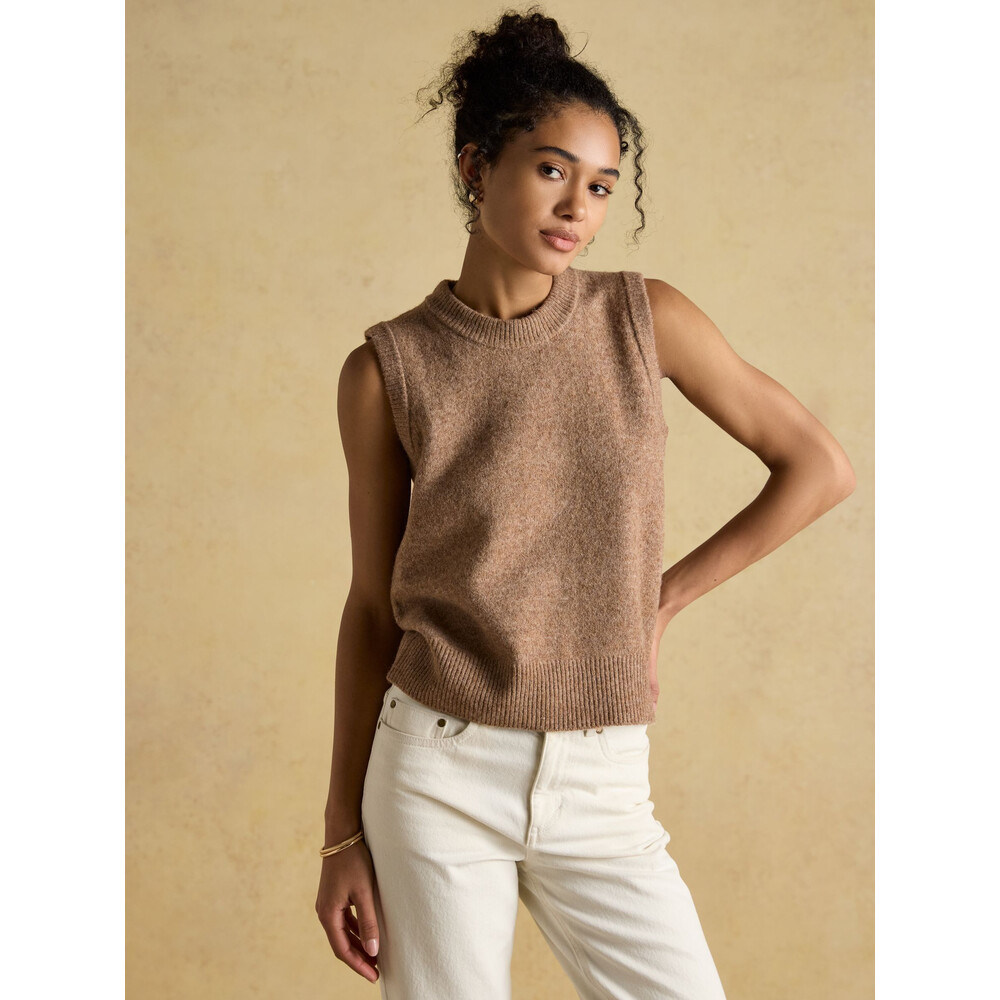Joules Womens Holly Knitted Vest Tan Brown