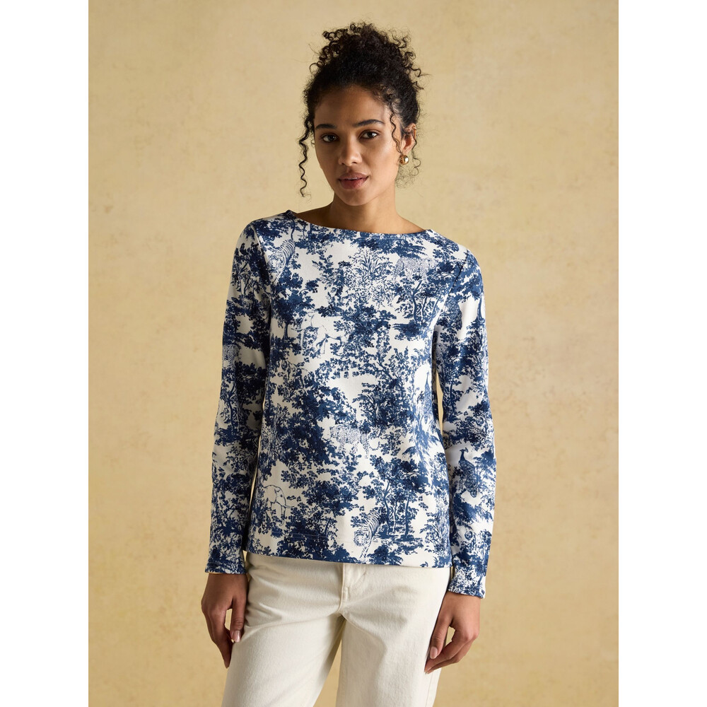 Joules Printed Harbour Womens Top Blue Safari