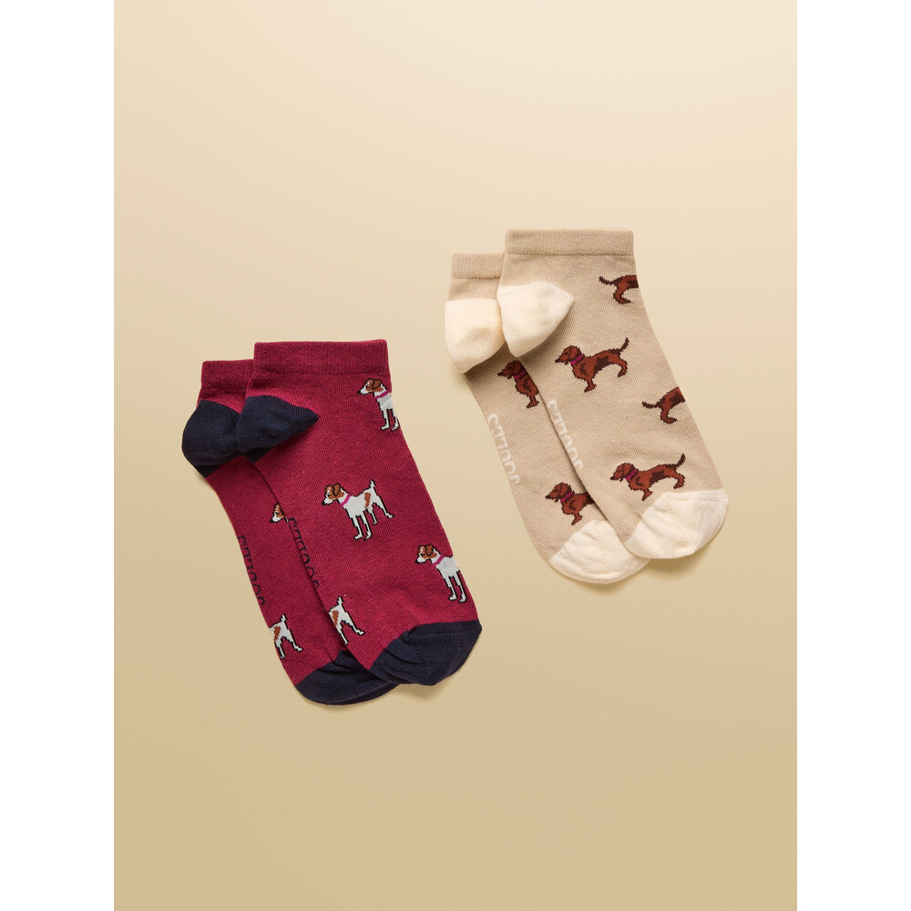Joules Womens Rilla Socks 2 Pack Berry/Ecru