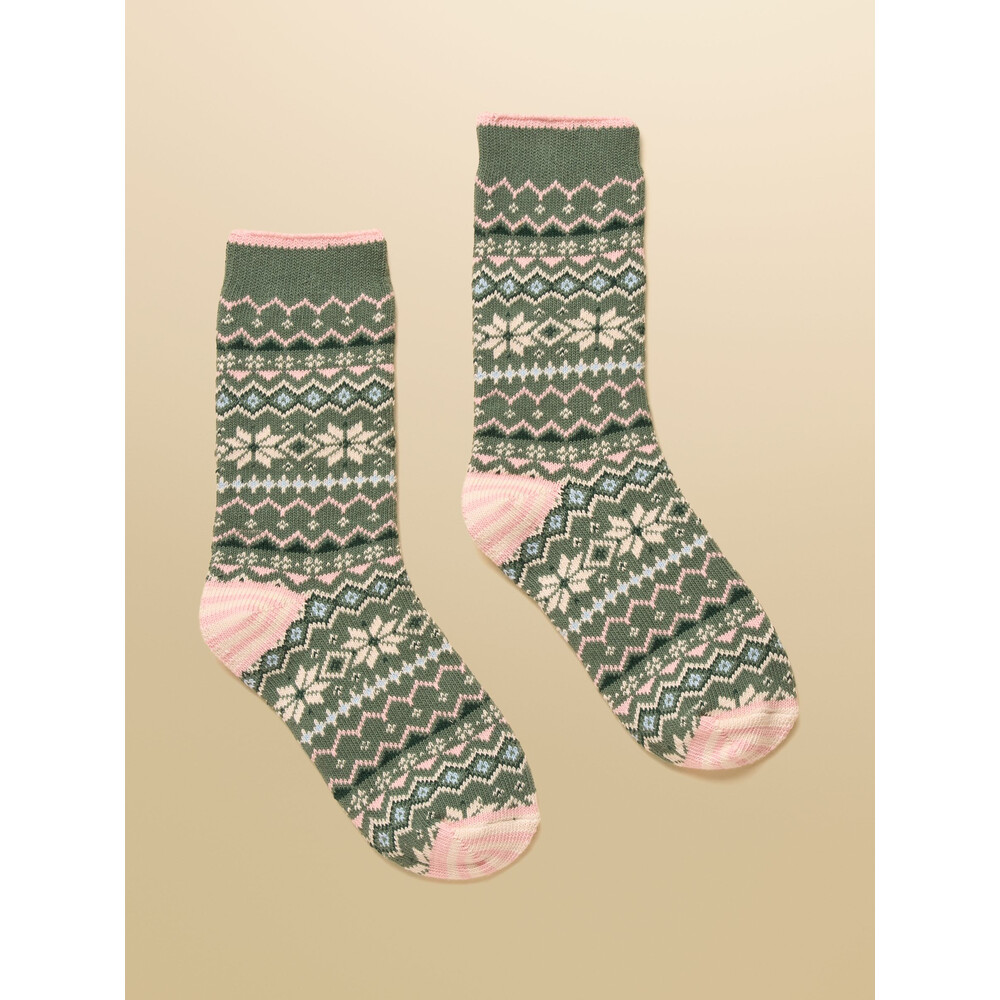 Joules Womens Lucille Socks Green/Pink