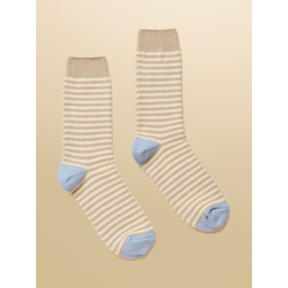 Joules Womens Cosy Stripe Socks Oatmeal