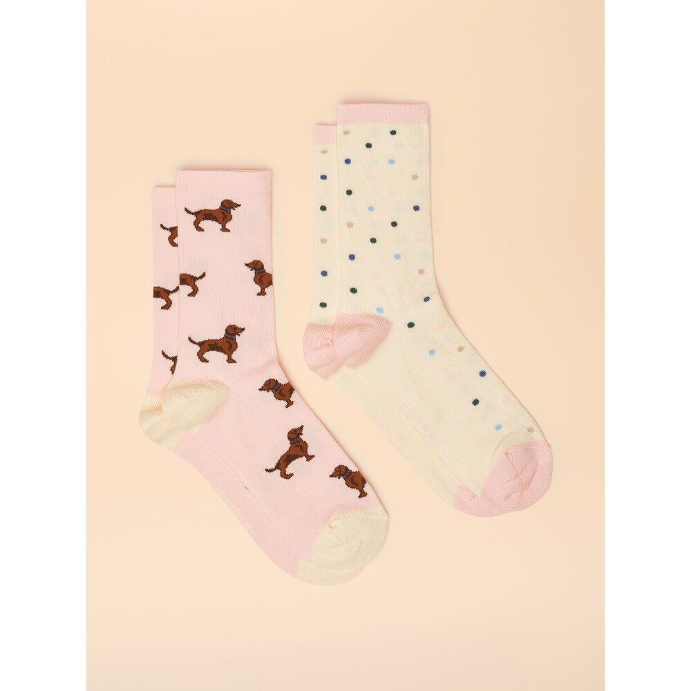 Joules Womens Everyday 2 Pack Socks Pink/Blue