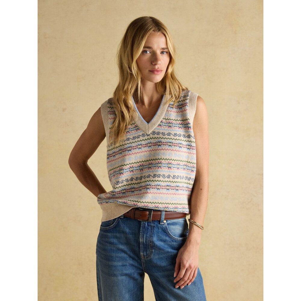 Joules Womens Islay Knitted Vest Cream