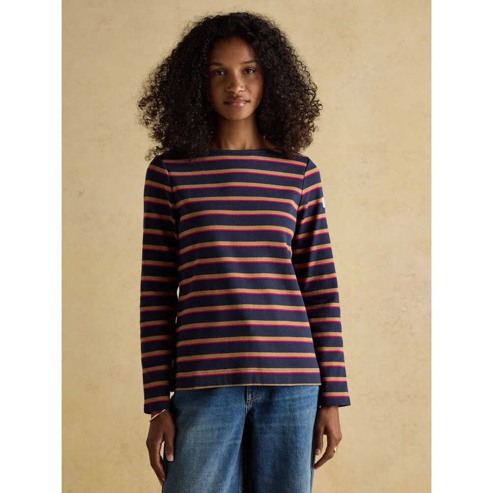 Joules Womens Harbour Striped Top Tan/Navy Multi