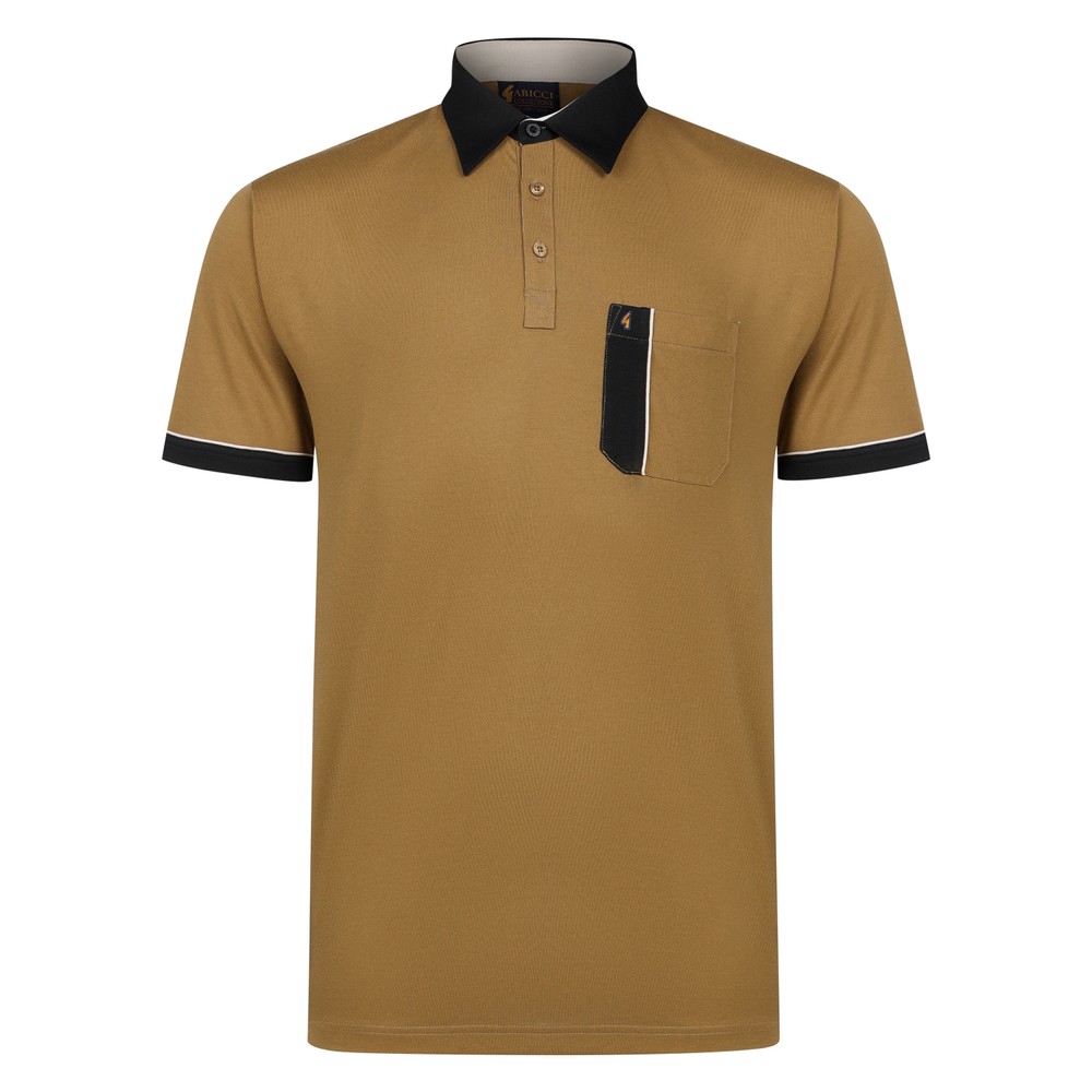 Gabicci Contrast Collar Polo Shirt Nutmeg