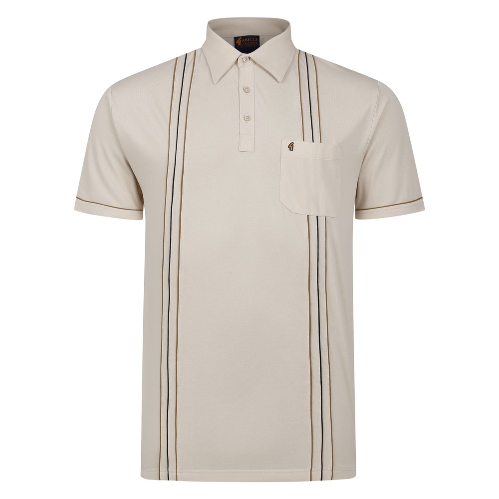 Gabicci Vertical Stripe Polo Shirt Linen