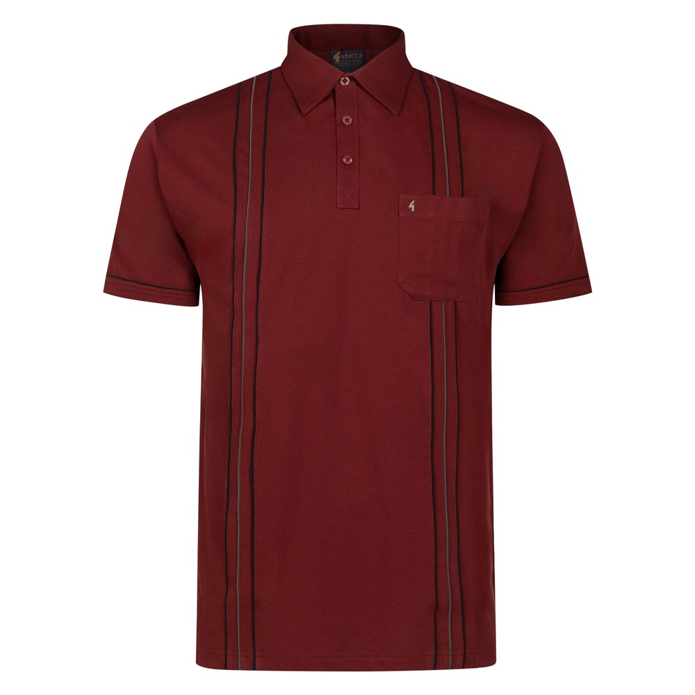 Gabicci Vertical Stripe Polo Shirt Mulberry