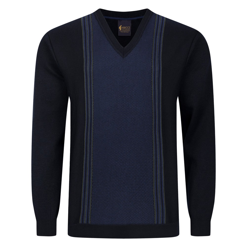 Gabicci V-Neck Retro Stripe Jumper Navy