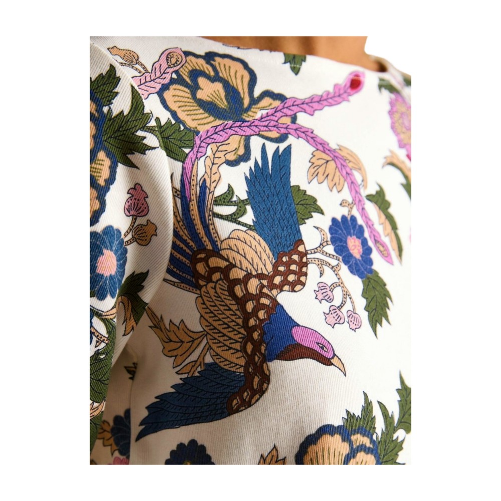 Womens Printed Harbour Top Cream Bird