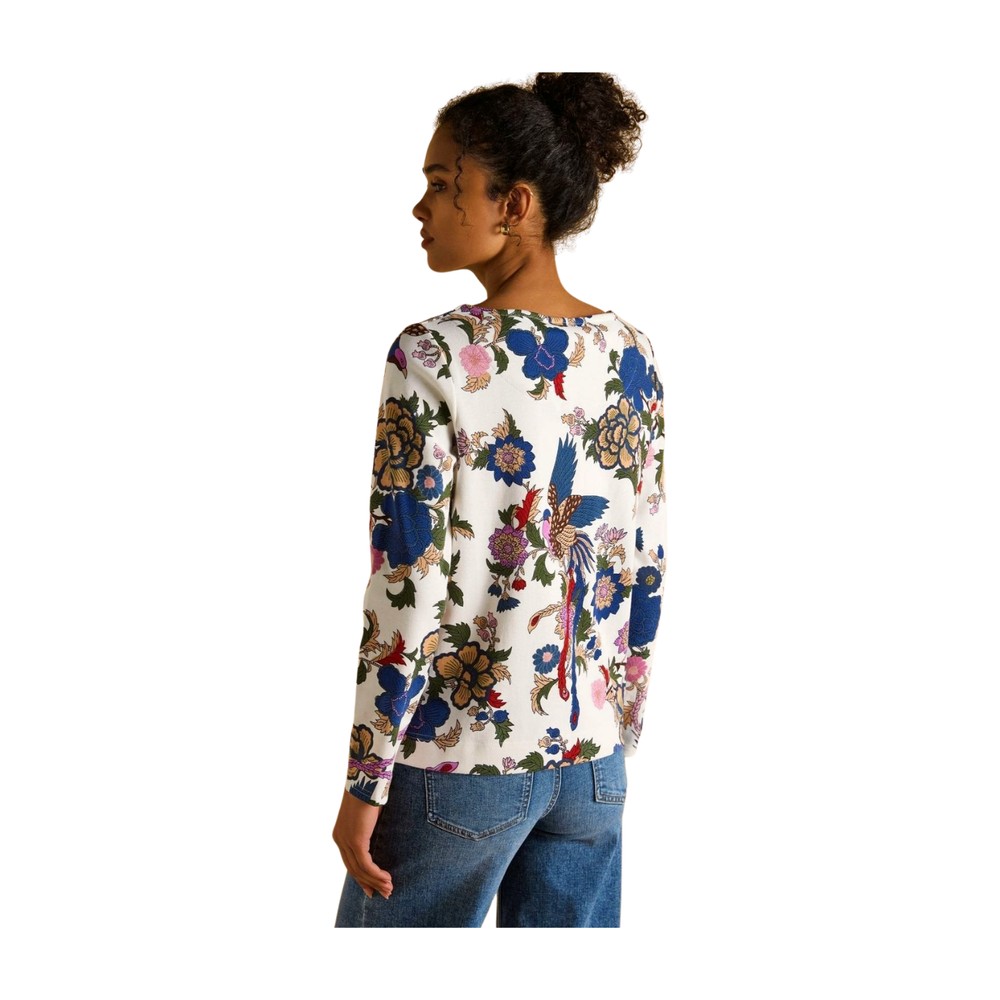 Womens Printed Harbour Top Cream Bird