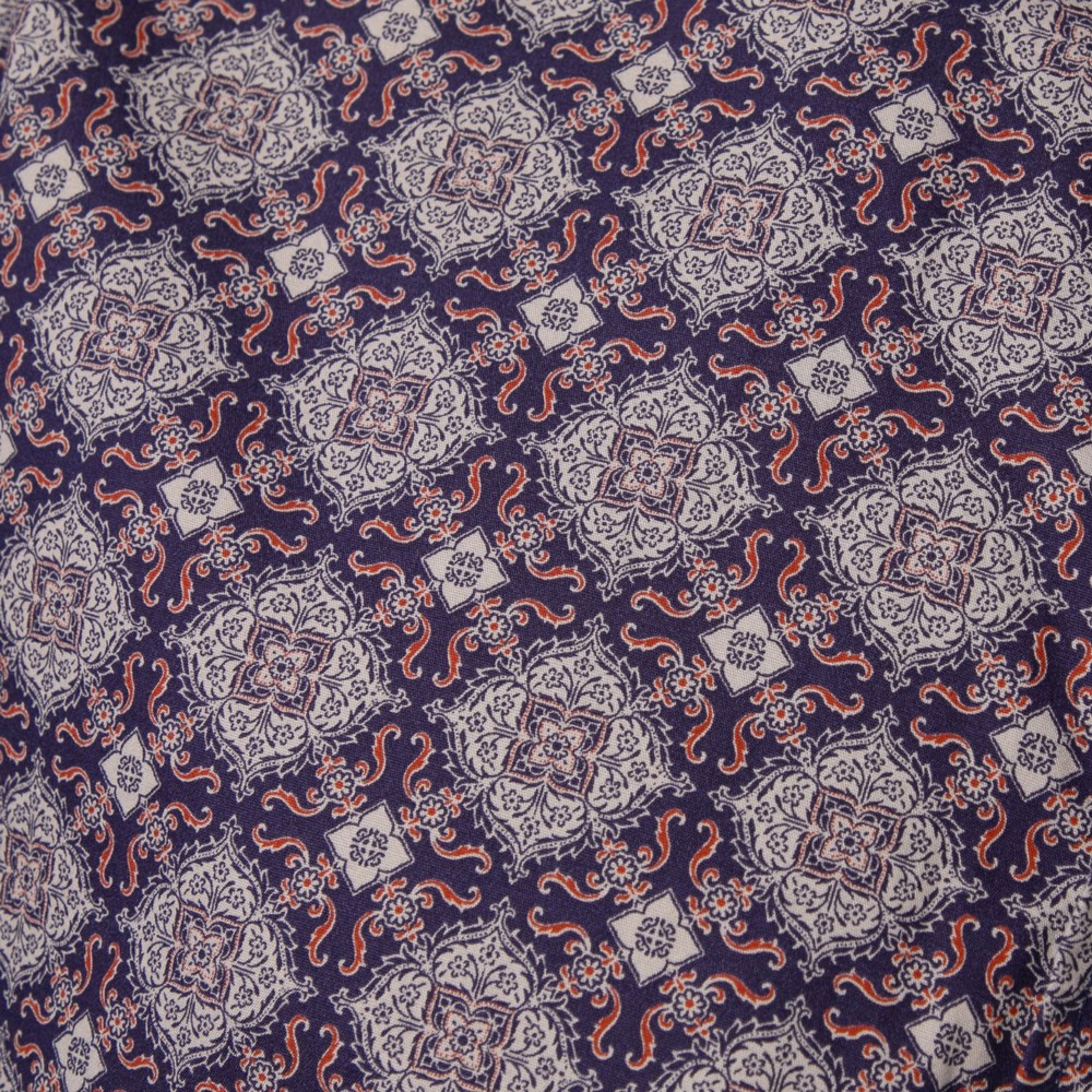 Tile Print Long Sleeve Shirt Navy