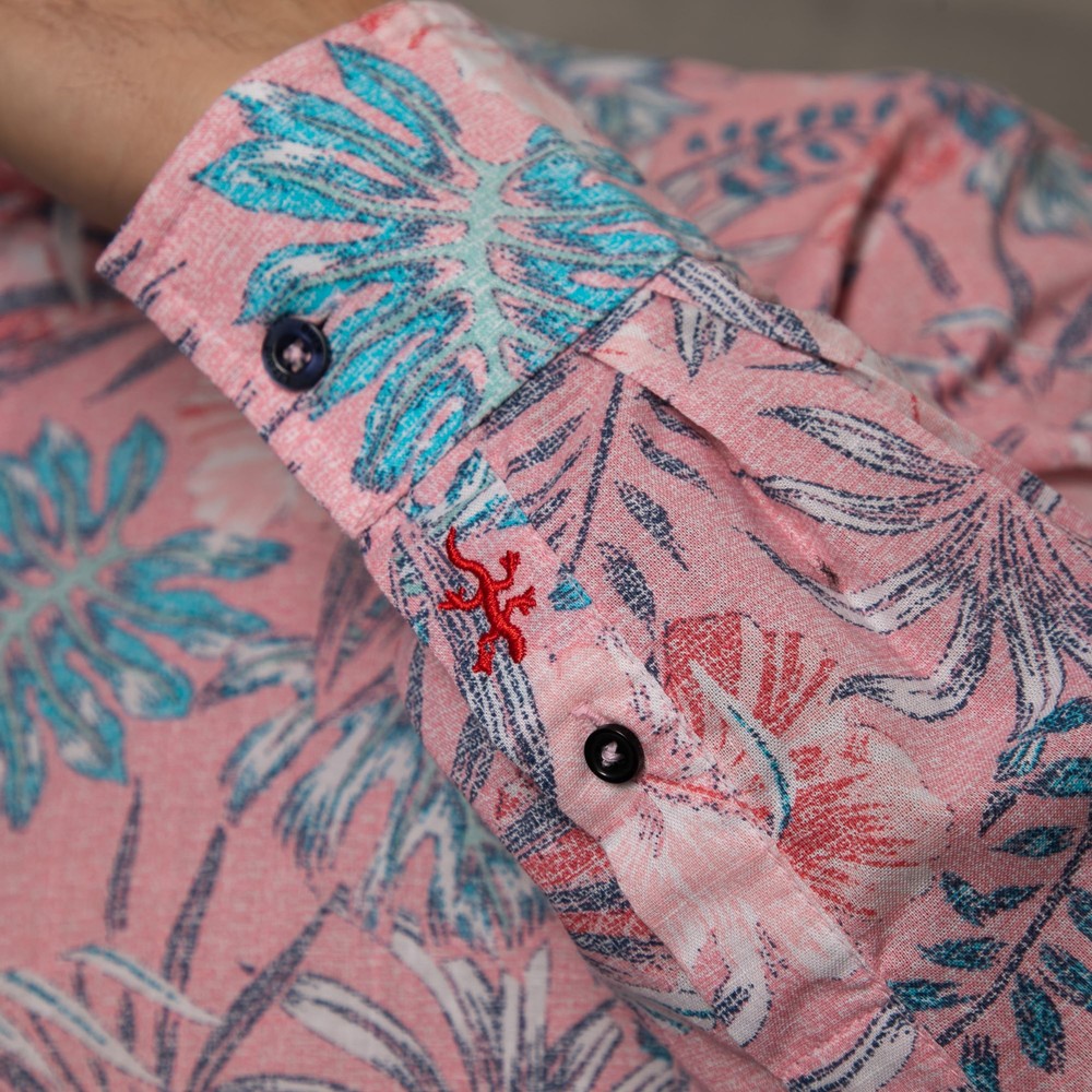 Fern Print Long Sleeve Shirt Pink