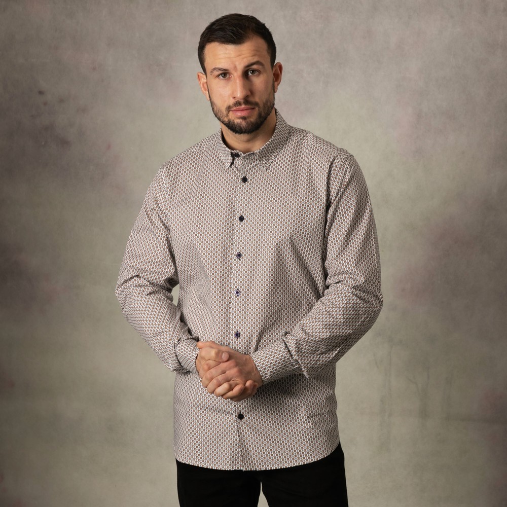 Lizard King Geo Print Long Sleeve Shirt Gold