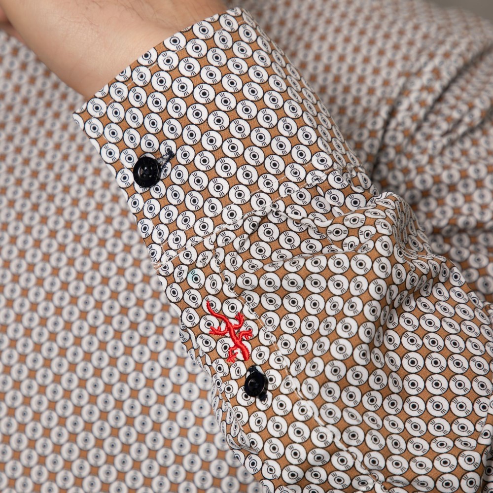 Geo Print Long Sleeve Shirt Gold