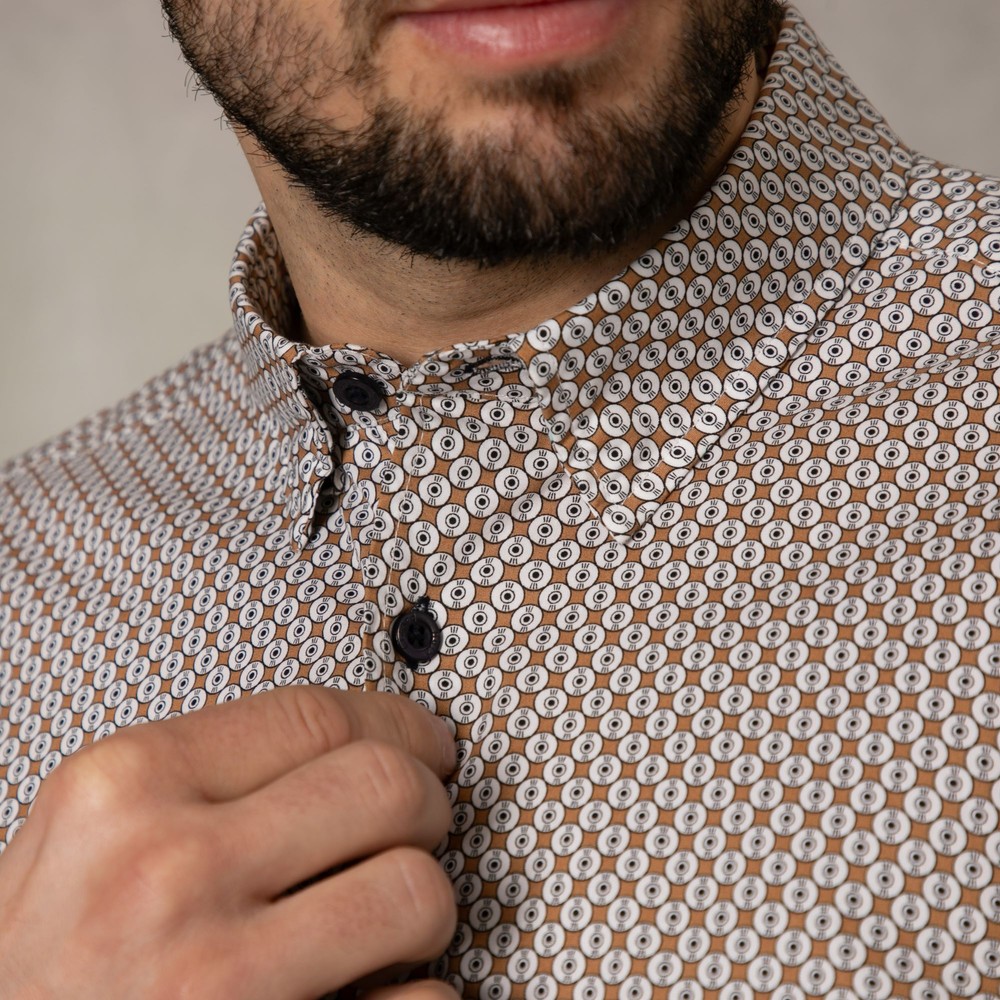 Geo Print Long Sleeve Shirt Gold