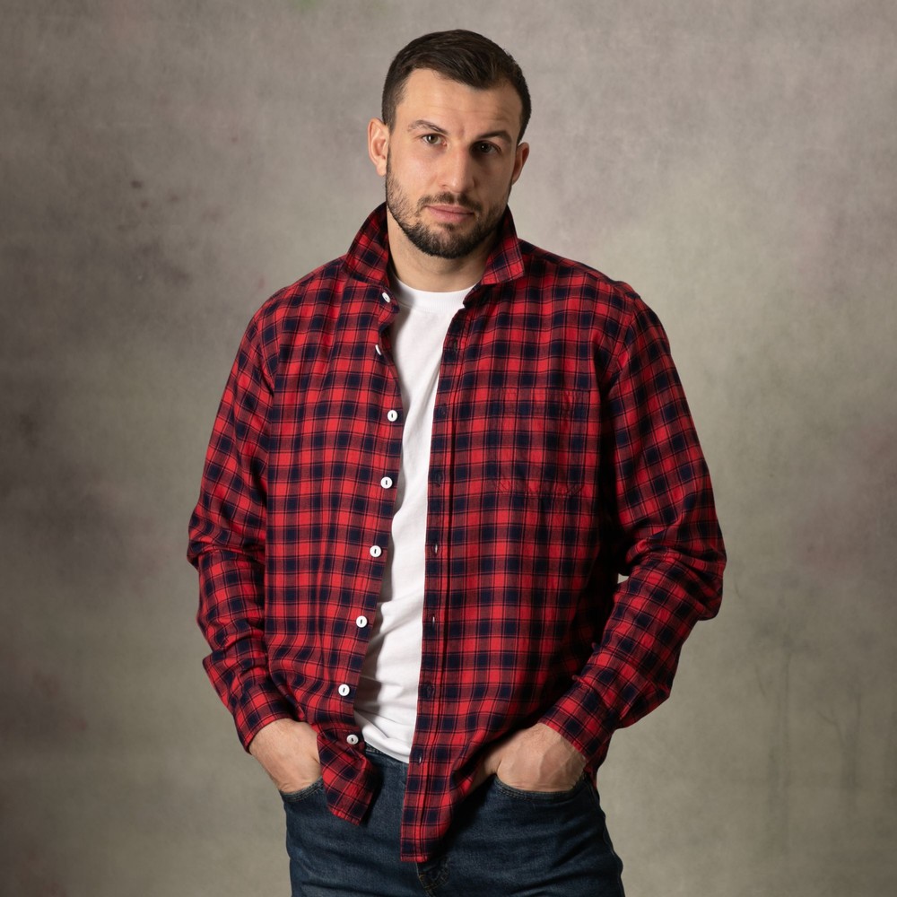 Red Check Long Sleeve Shirt Red