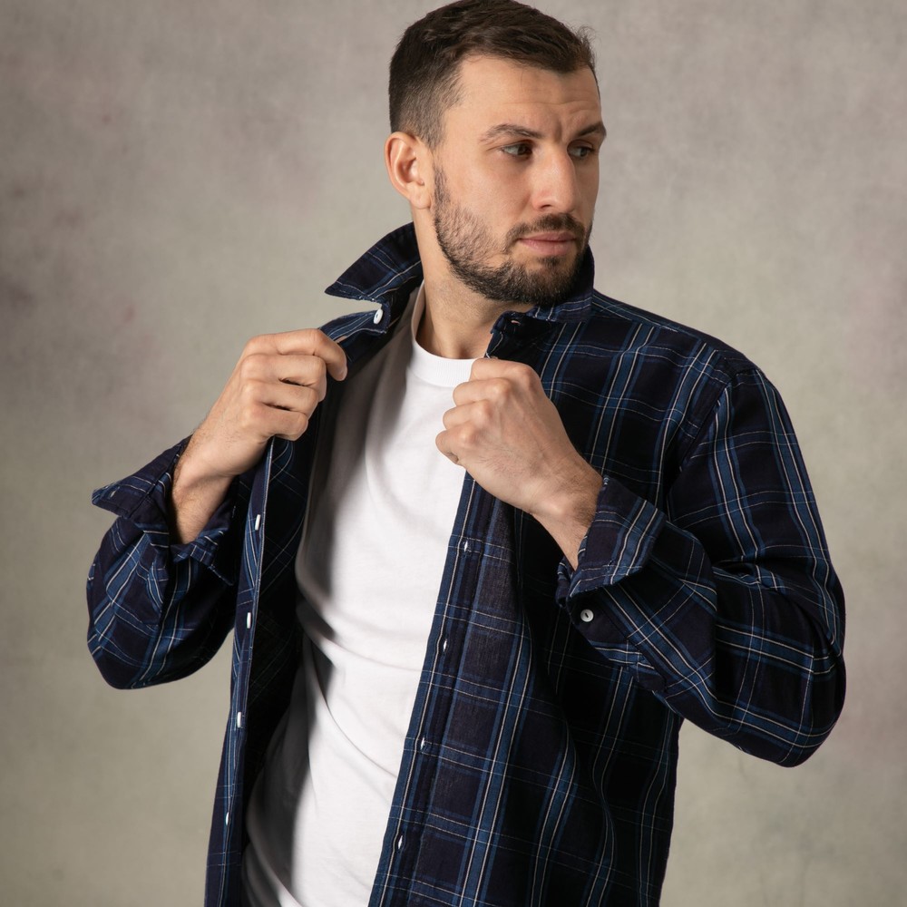 Lizard King Navy Check Long Sleeve Shirt Navy