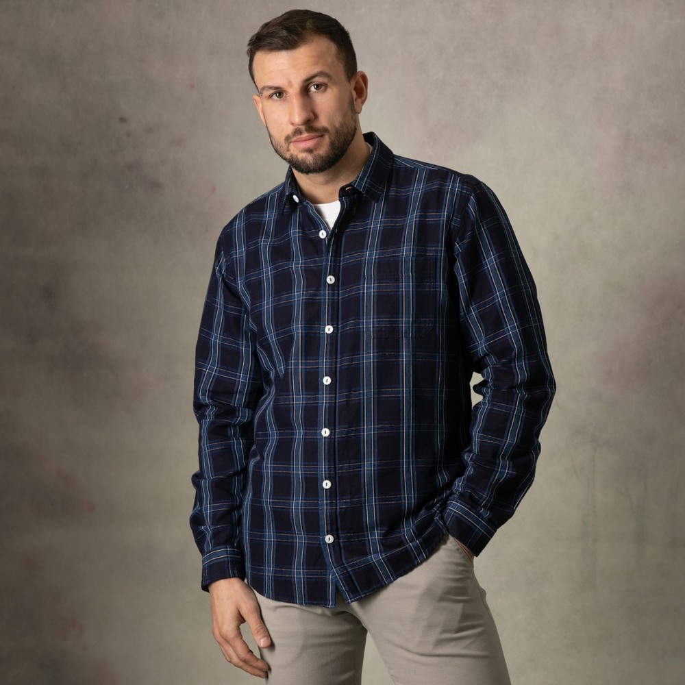 Navy Check Long Sleeve Shirt Navy