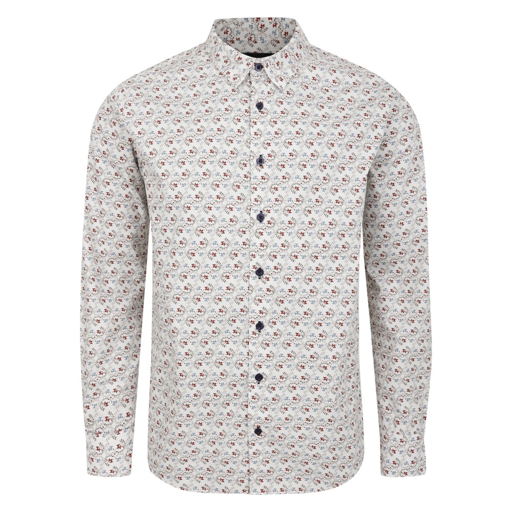 Lizard King Fleur Print Long Sleeve Shirt Maroon
