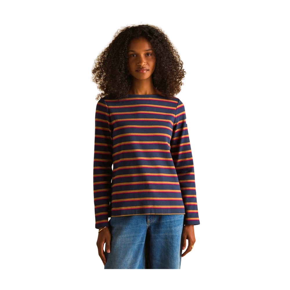 Joules Womens Harbour Striped Top Tan/Navy Multi