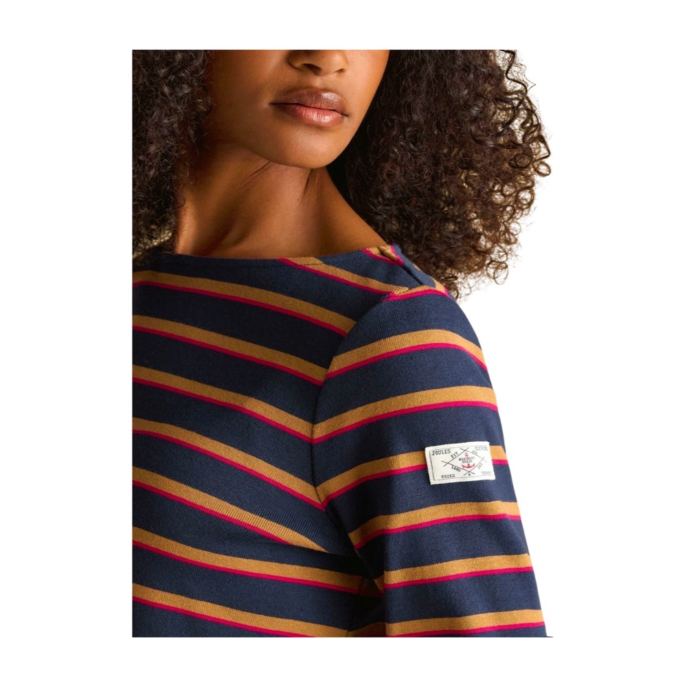 Womens Harbour Striped Top Tan/Navy Multi