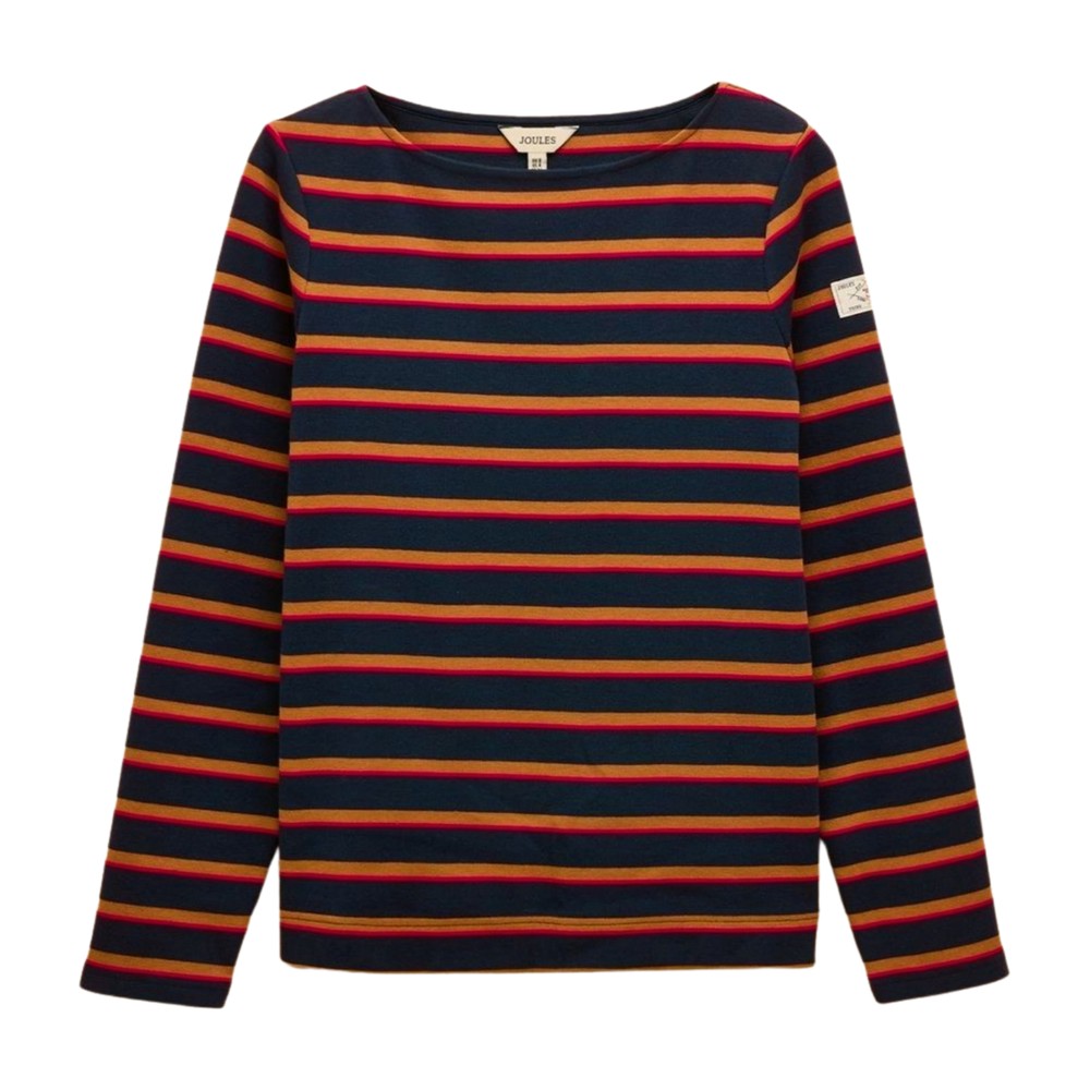 Joules Womens Harbour Striped Top Tan/Navy Multi