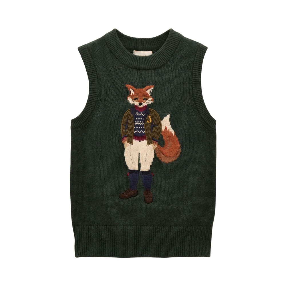 Joules Womens Jonty Fox Tank Tweed Vest Green