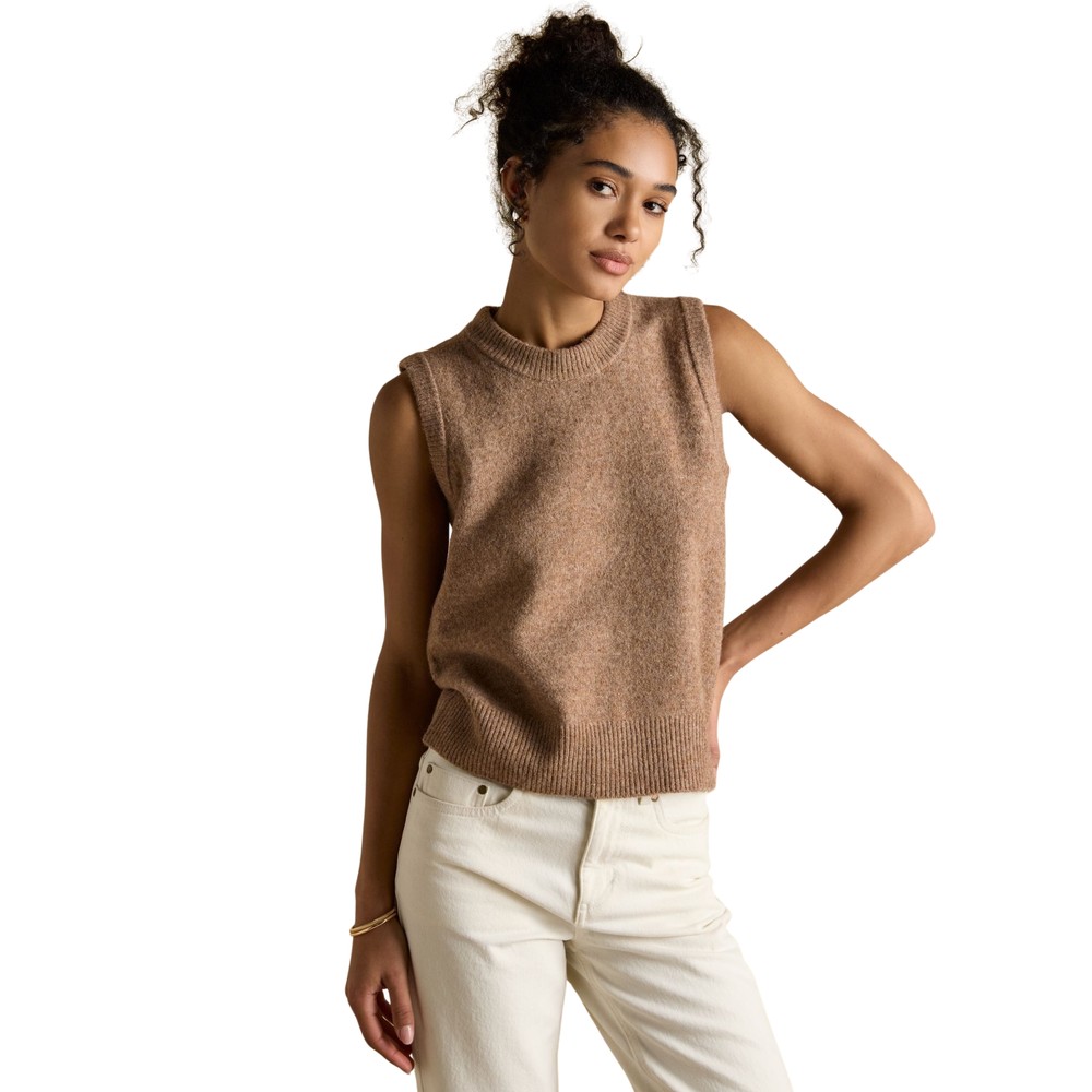 Joules Womens Holly Knitted Vest Tan Brown