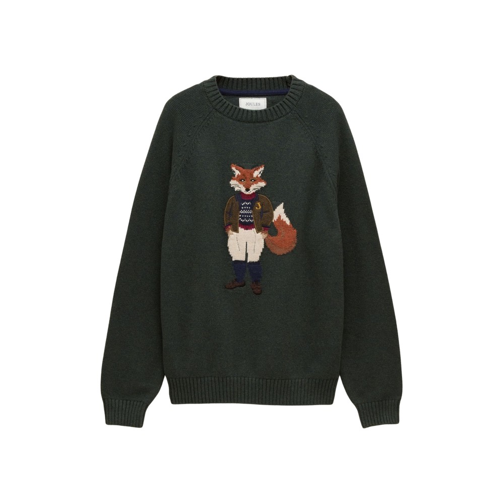 Joules Mens Fenton Fox Knitwear Green