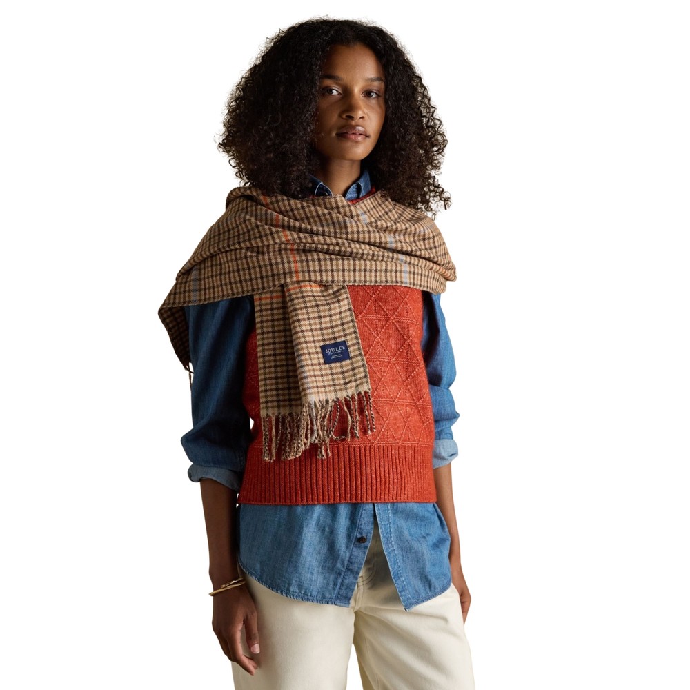 Joules Womens Langtree Scarf Tan Brown