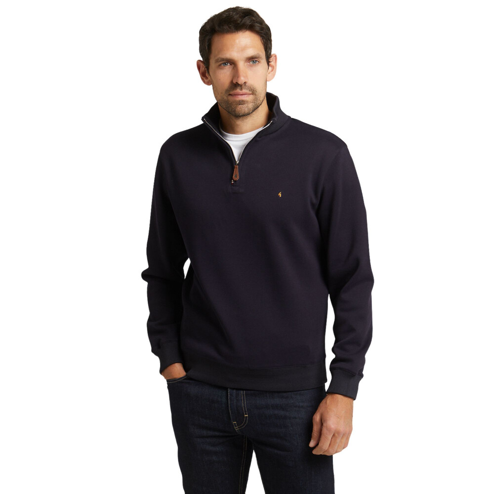 Gabicci Plain Quarter Zip Sweatshirt Navy