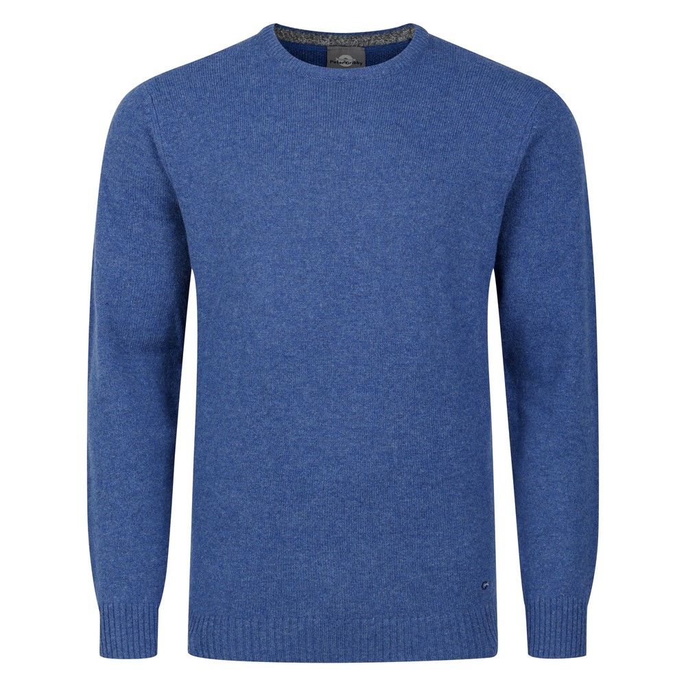 Peter Gribby Crew Neck Lambswool Sweater Blue