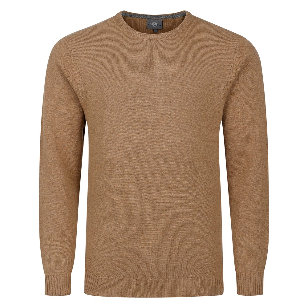 Peter Gribby Crew Neck Lambswool Sweater Caramel