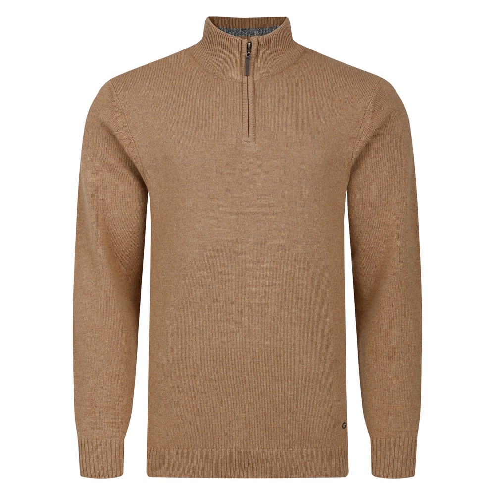 Peter Gribby Lambswool 1/4 Zip Sweater Caramel