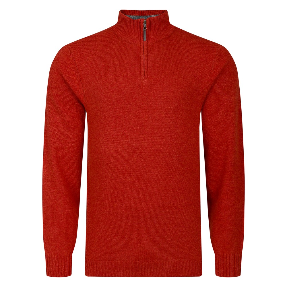 Peter Gribby Lambswool 1/4 Zip Sweater Copper
