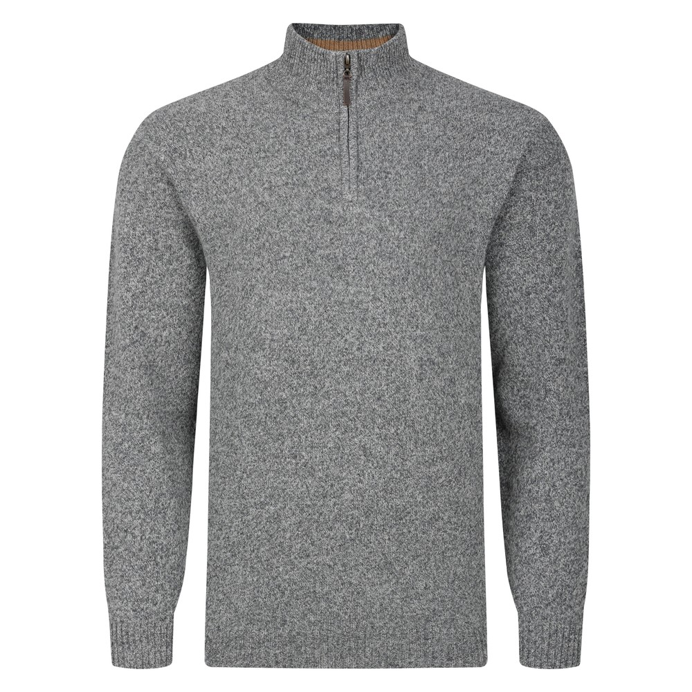 Peter Gribby Lambswool 1/4 Zip Sweater Grey Marl