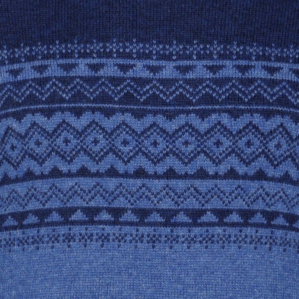 Peter Gribby Fairisle Yoke Crew Neck Sweater Blue/Navy