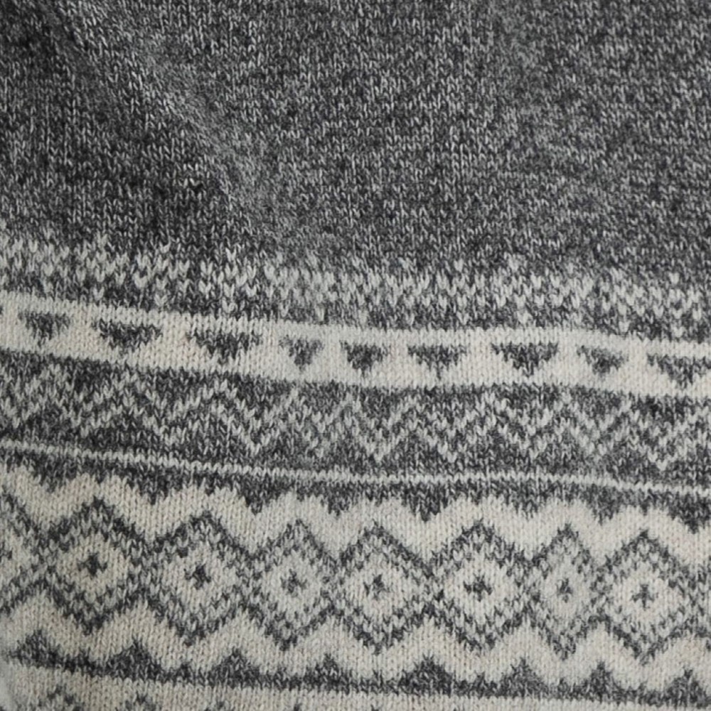 Peter Gribby Fairisle Yoke Crew Neck Sweater Ecru/Grey