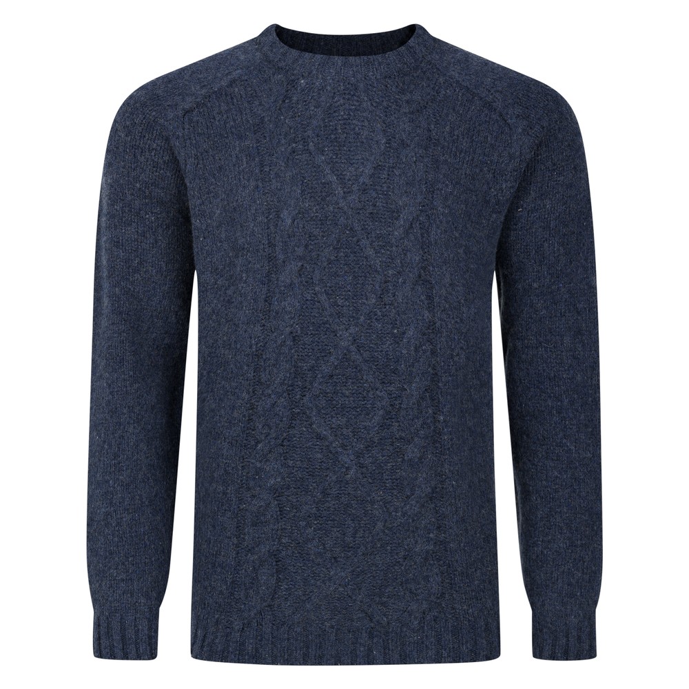 Peter Gribby Cable Front Crew Neck Jumper Midnight