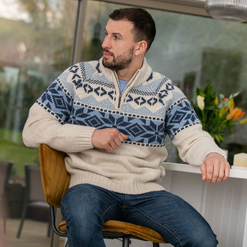 Peter Gribby Nordic 1/4 Zip Sweater Ecrubase