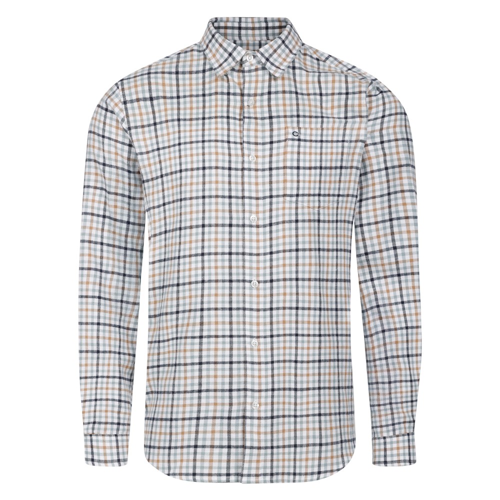 Peter Gribby Long Sleeve Check Shirt Cream