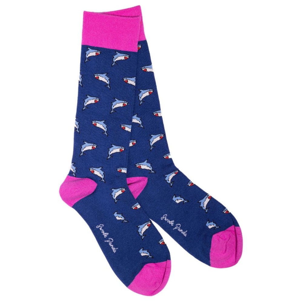 Swole Panda Bamboo Shark Socks Blue Shark