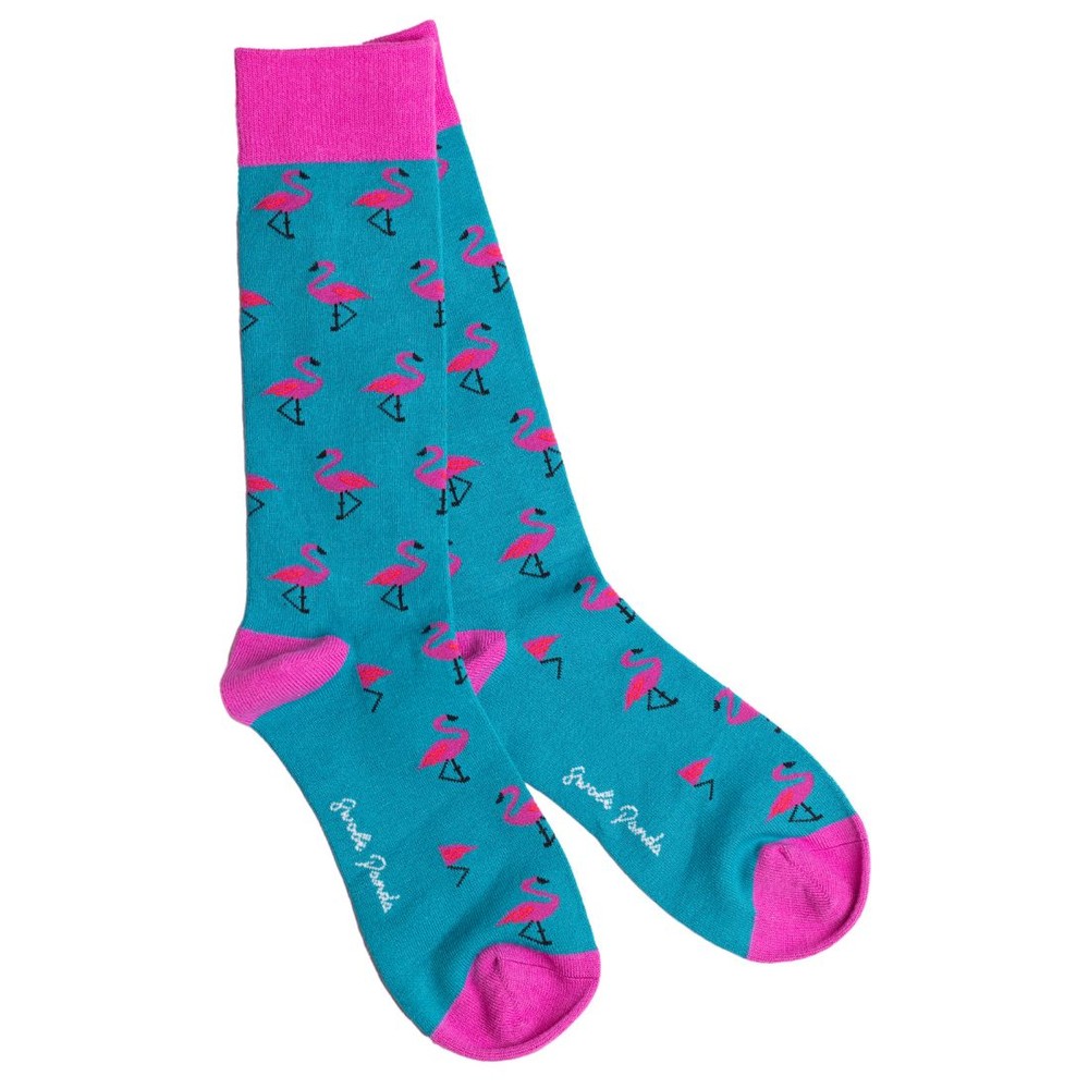 Swole Panda Bamboo Flamingo Socks Turquoise Flamingo