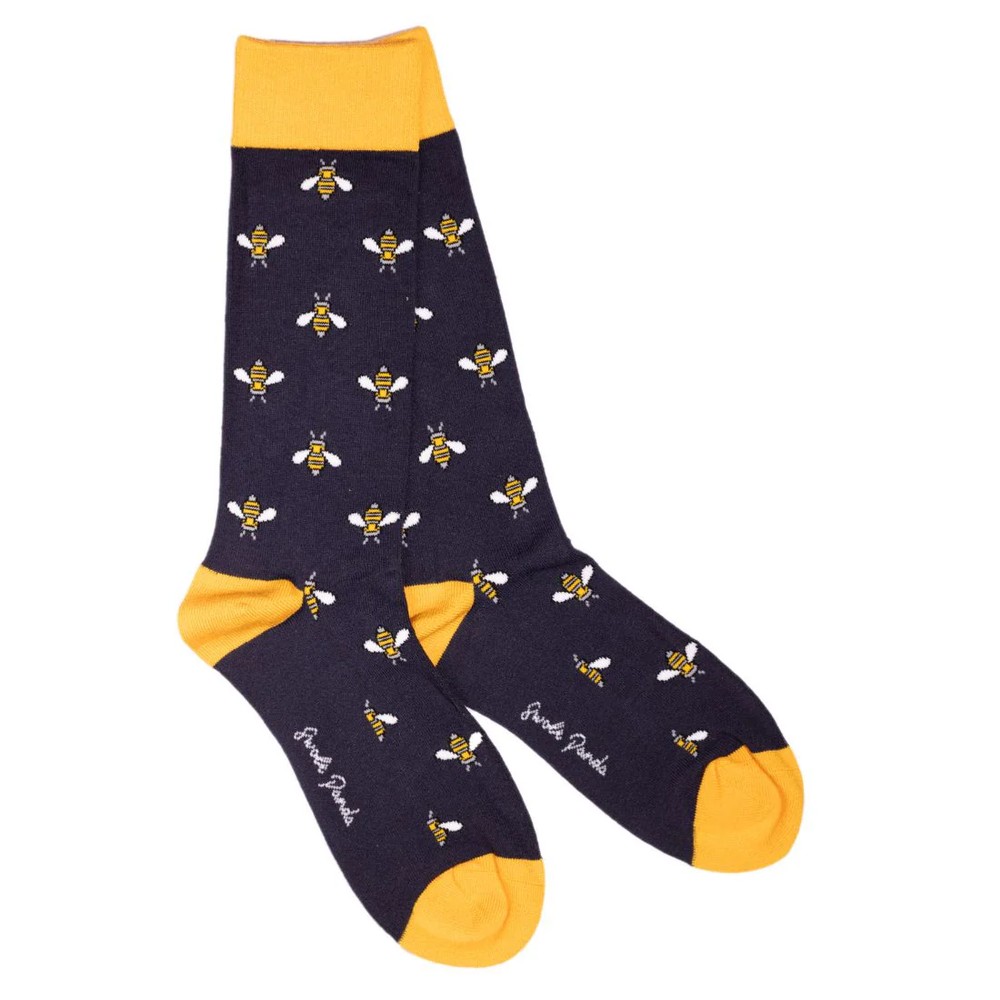 Swole Panda Bamboo Bumblebee Socks Navy Bumblebee