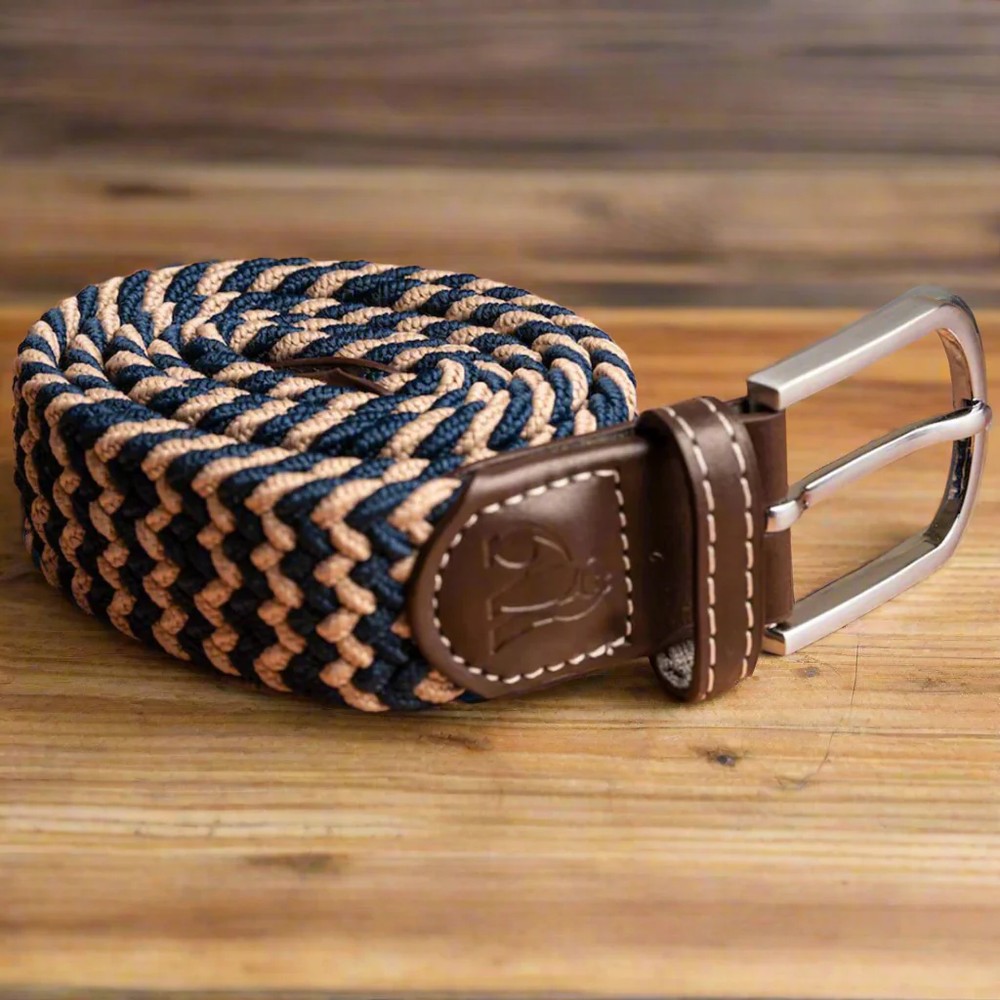 Swole Panda Woven Belt Beige / Blue Zigzag