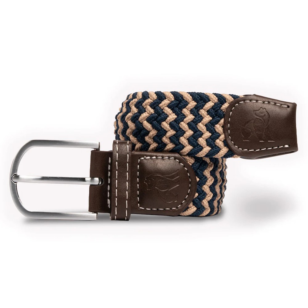 Swole Panda Woven Belt Beige / Blue Zigzag